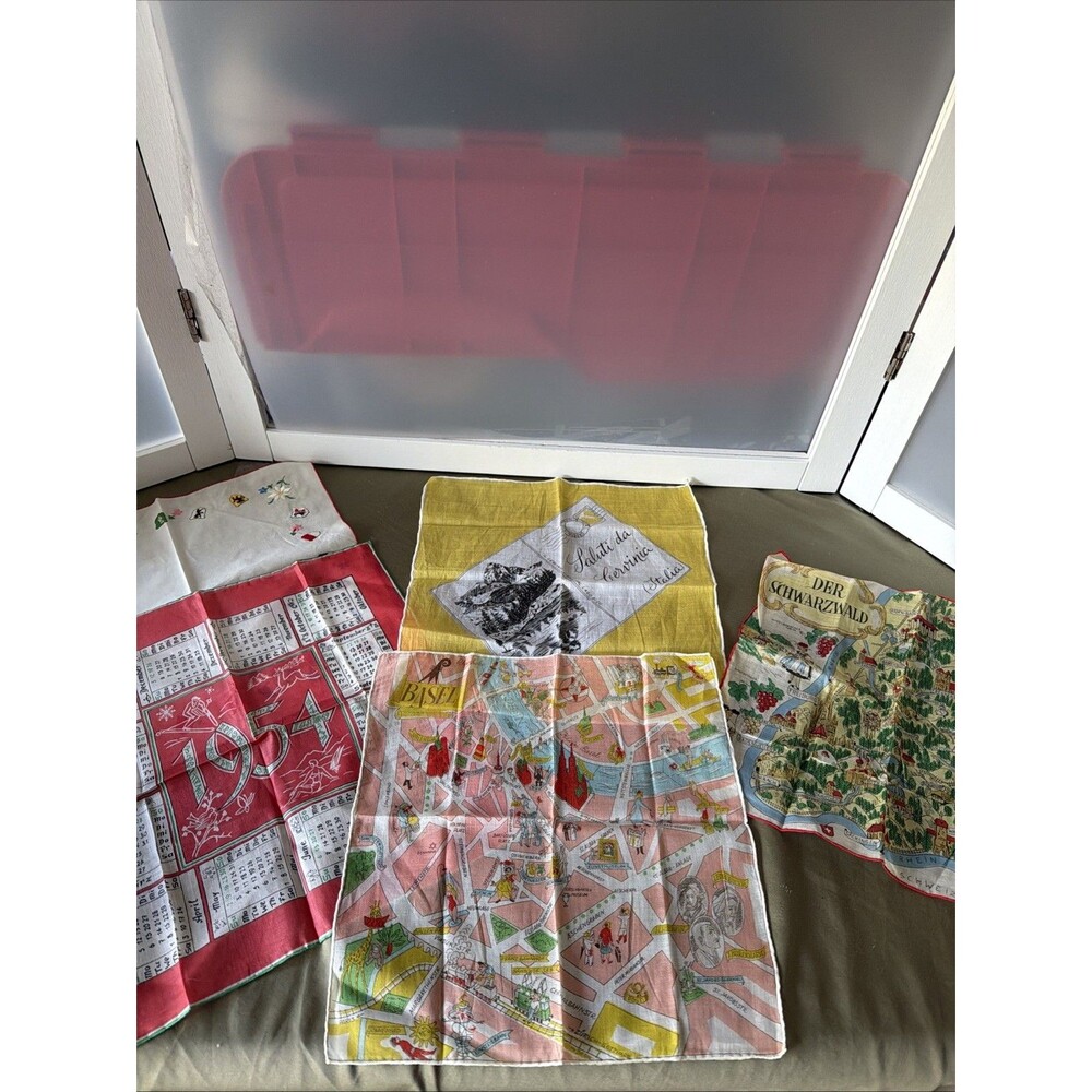vintage mid-century souvenir map and calendar Handkerchiefs